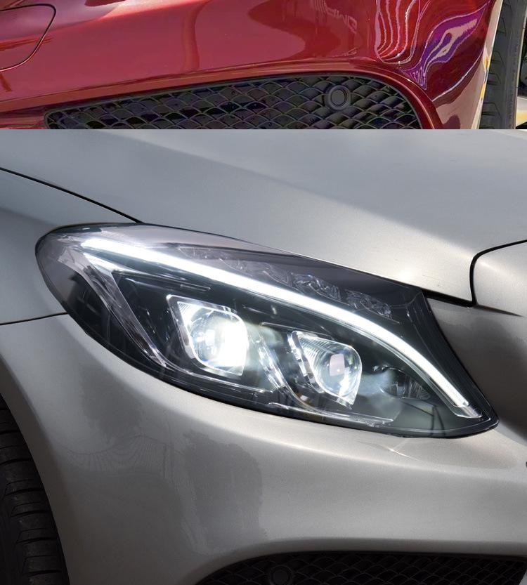 Compatible with 15-21 Mercedes-Benz C-Class W205 High-End LED Projector Headlights with DRL and Turn Signals