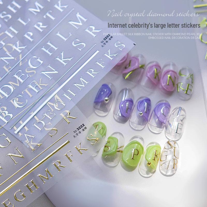 

High-End Fresh French Embossed Letter & Hollow Nail Stickers Decoration