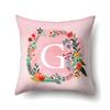 Polyester Pillowcase Pink Flower Home Decoration Print 26 English Letter Cushion Pillowcase