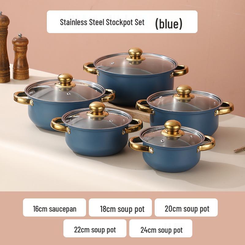 

Набор посуды из нержавеющей стали золотого цвета, 10 предметов: Многофункциональный набор кастрюль и сотейников в подарок