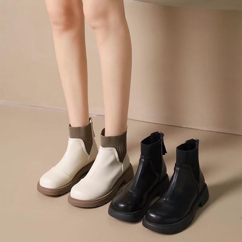 Small Short Boots Women's Boots Fleece Thickened Women's Shoes Skinny Boots Versatile Long Boots
