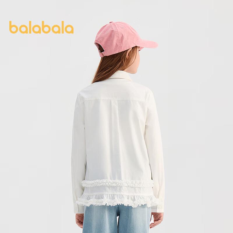 Balabala Girls' 2026 Spring Cotton Blend Long Sleeve Shirt