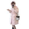 High-End Women's Hooded Long Down Jacket - Korean Style, Thick, Oversized, Waist-Cinching, Over-the-Knee Coat with White Duck Down.