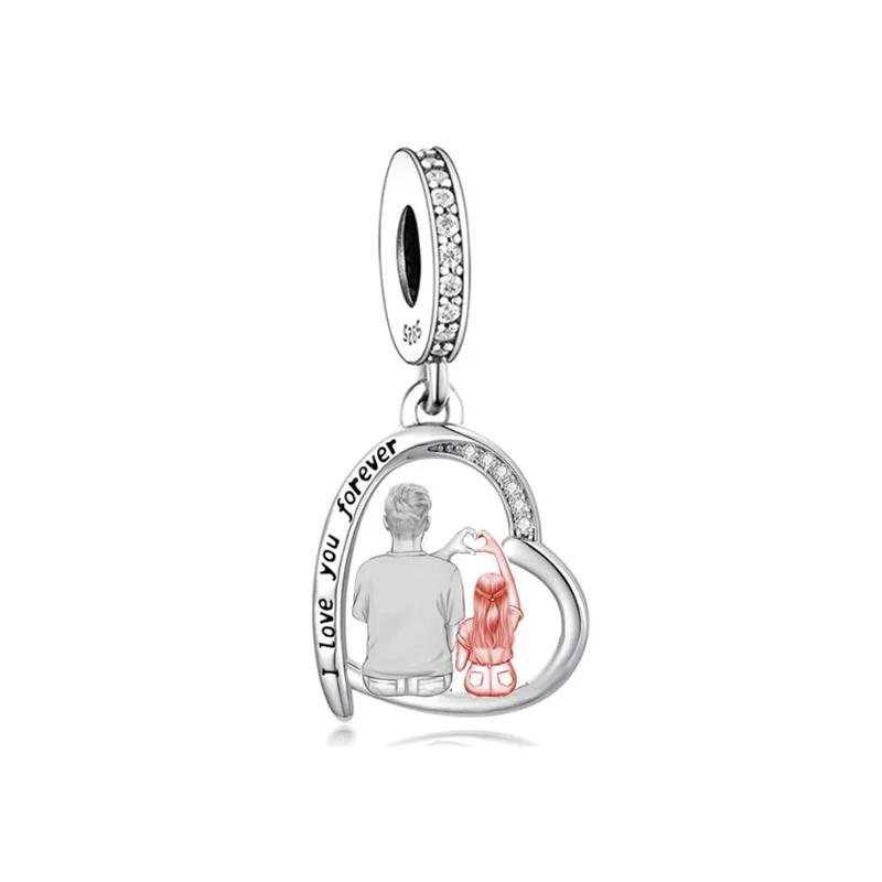 925 Silver Pan Charm Bracelet Fit For Mother Daughter Father Son Women Bead Berloque Making Jewelry