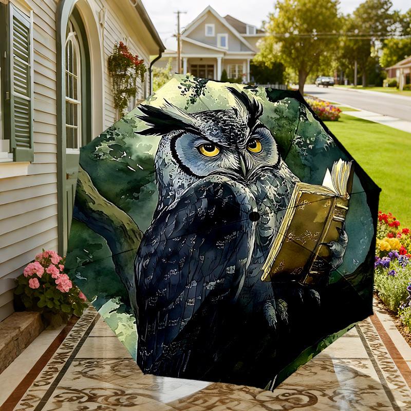 Wisdom Soars: The Enchanted Owl's Journey - Umbrella with Automatic Opening, Outdoor Protection, Lightweight and Durable Travel Accessory