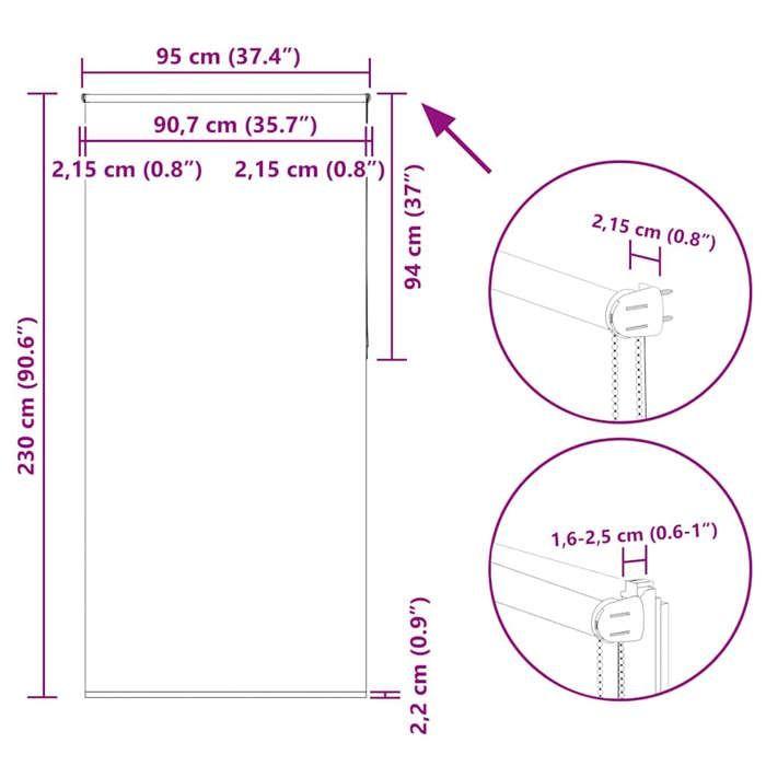 VidaXL Store enrouleur occultant largeur du tissu 90,7 cm polyester, store de jour et de nuit, store de cuisine, store 4011595