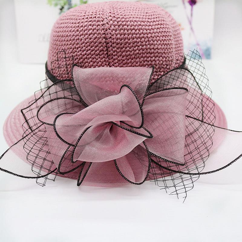 Summer Hats for Women Organza Flower Mesh Sunshade Hat Vacation Beach Hat Wide Brimmed Sun Hat Sun Protection Sombreros De Mujer