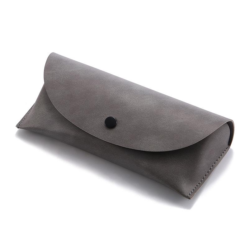 

PU Leather Soft Eyeglass Case with Snap Button for Large Frame Sunglasses - Customizable Logo Options Available серый