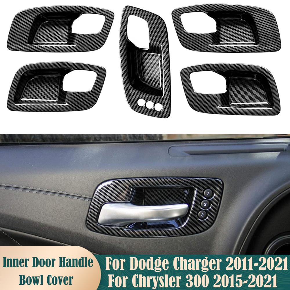 For Dodge Charger 2011-2021 Car Inner Door Handles Bowl Cover 5pcs Anti-Scratch Decora Frame For Dodge Chrysler 300 2015-2021