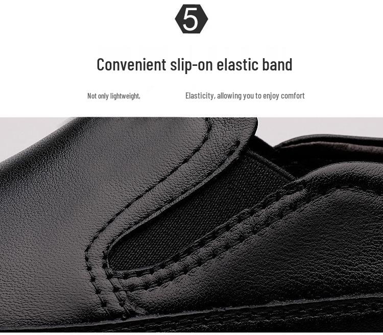Men's Large Slip-On Leather Casual Shoes – Soft Sole, Breathable Cowhide, Ideal for Driving, Comfortable Dad Style