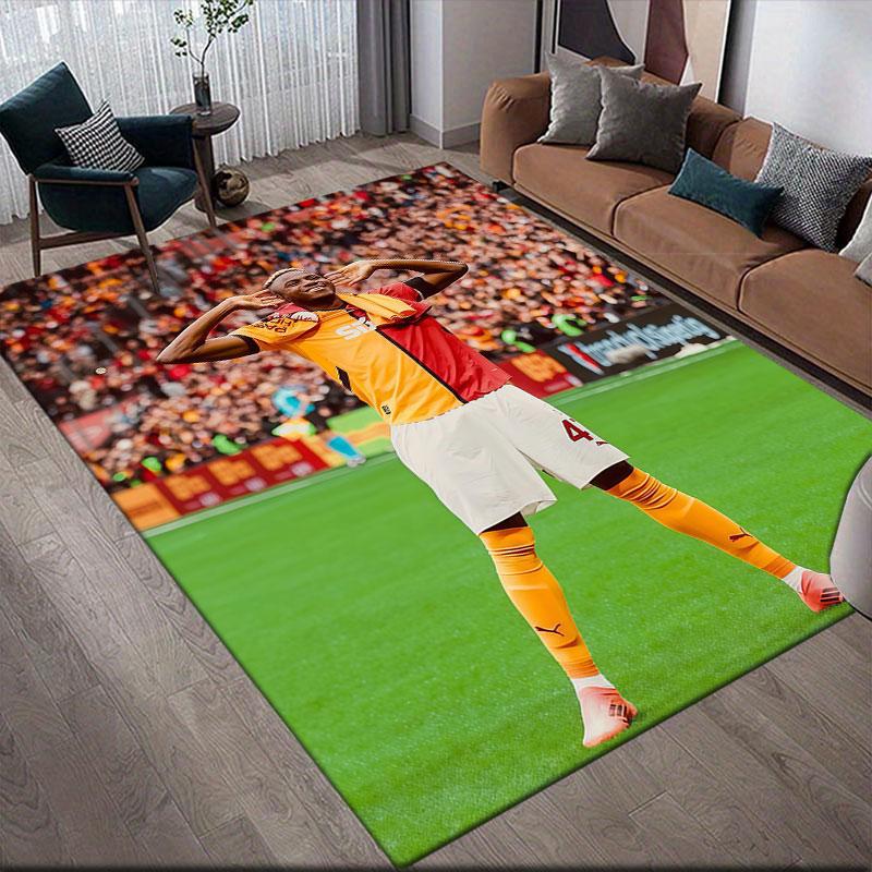 Galatasaray Victor Osimhen Flannel Printed Carpet, Home Sofa Decoration for Living Room & Bedroom, Non‑Slip Play Flannel Floor Mat for Game Room