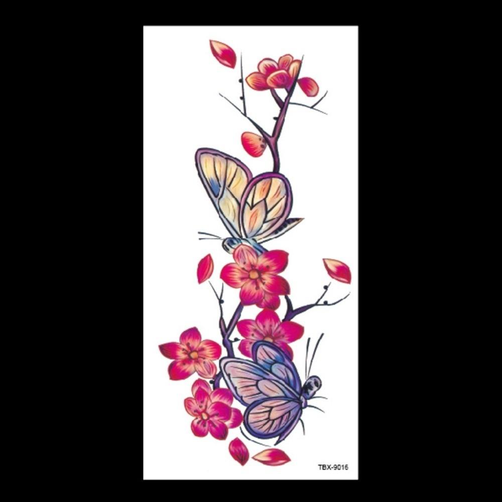 Lotus Green Leaf Flower Temporary Tattoo Stickers Floral Fake Tattoos Leg/ Arm/ Hand/Foot