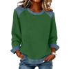 Damen Jeanskragen Patchwork Nähte Sweatshirt Lässig Pullover Langarmshirts