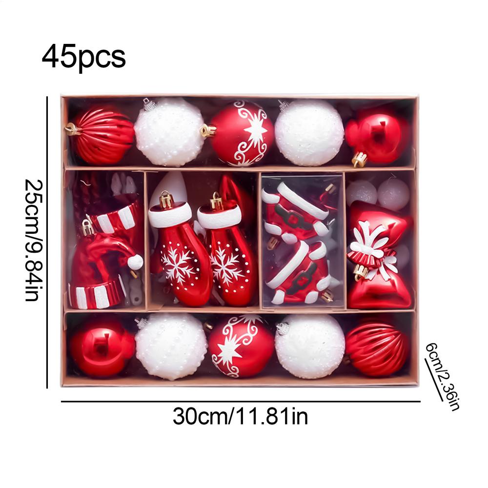 45pcs Christmas Ornaments Set Shatterproof Balls Ornaments Gingerbread Man Christmas Ball Decorations For Christmas Tree