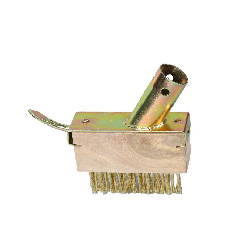 Drahtbürste mit Holzgriff und 45° abgewinkelten Stahlborsten zur effizienten Unkrautentfernung und Oberflächenreinigung Gartengerät One Size beige