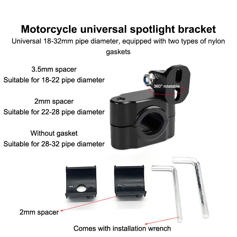 Universal Adjustable Motorcycle Headlight LED Spotlight Bracket Aluminum Mount Holder for Offroad Adventure Riding