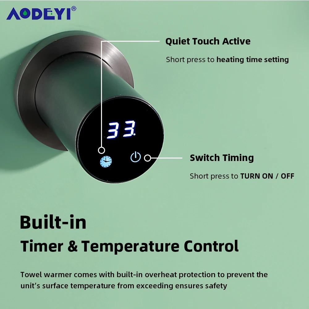 Bathroom Electric Heated Towel Rail Warmer Digital Display Temperature Time Control Smart Home Concealed Bar 304 Stainless Steel