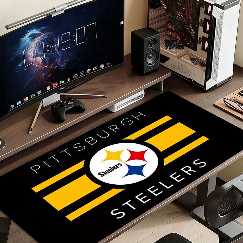 Steelers Mouse Pad, Large Gaming Desk Mat, Non-slip XXL Mousepad for Laptop & Tablet, Mini PC Playmat with Stitched Edges
