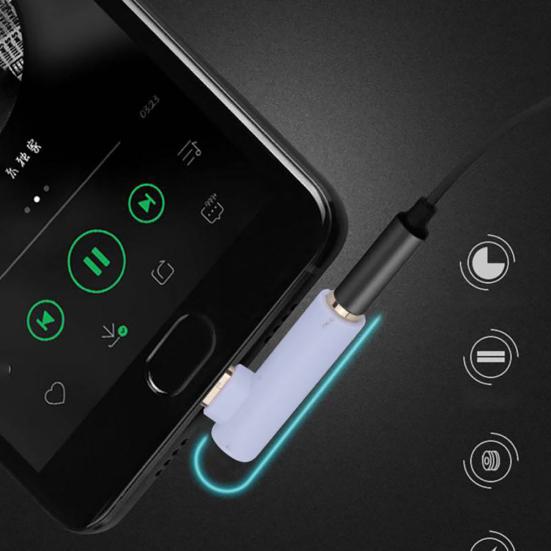 Portable L-shaped Type-C Jack Audio Adapter to 3.5mm for Mobile Phones Tablets