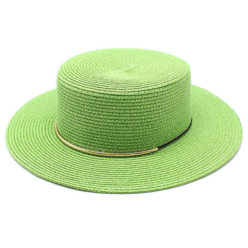 Small Fresh Green Wide Brim Flat Top Top Hat Women's Spring Summer French Sun Beach Sun Hat Color