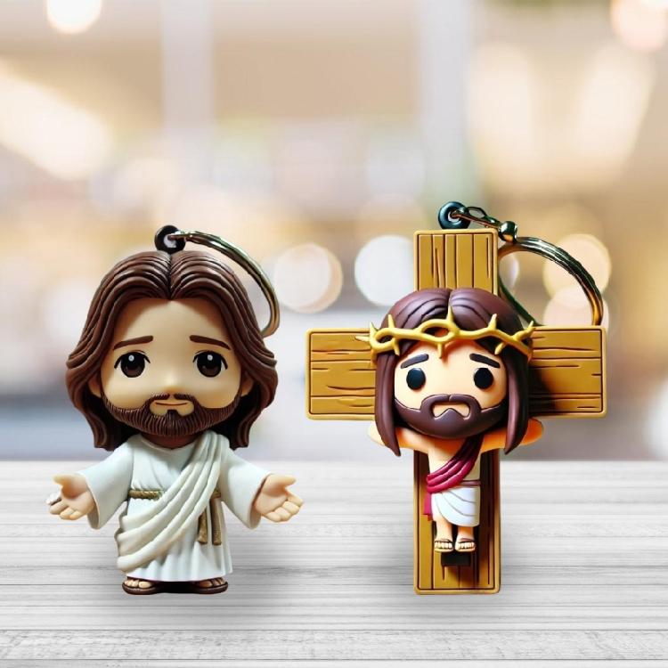 Long Lasting Resin Keychain with  Savior   Figure Maintains clearness & Strength Perfect For Prayer & Personal Use