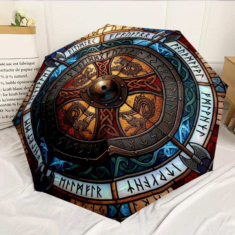 Viking Shield Design 8-Frame for Travel, Camping, Casual Lightweight Portable Umbrella, Essential for Every Family Holidays Birthday Gift