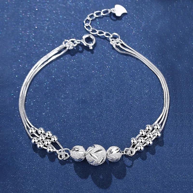 Luxury 925 Silver Bead Ball Bracelets For Women Elegant Dreamcatcher Tassel Feather Adjustable Bracelet Party Jewelry