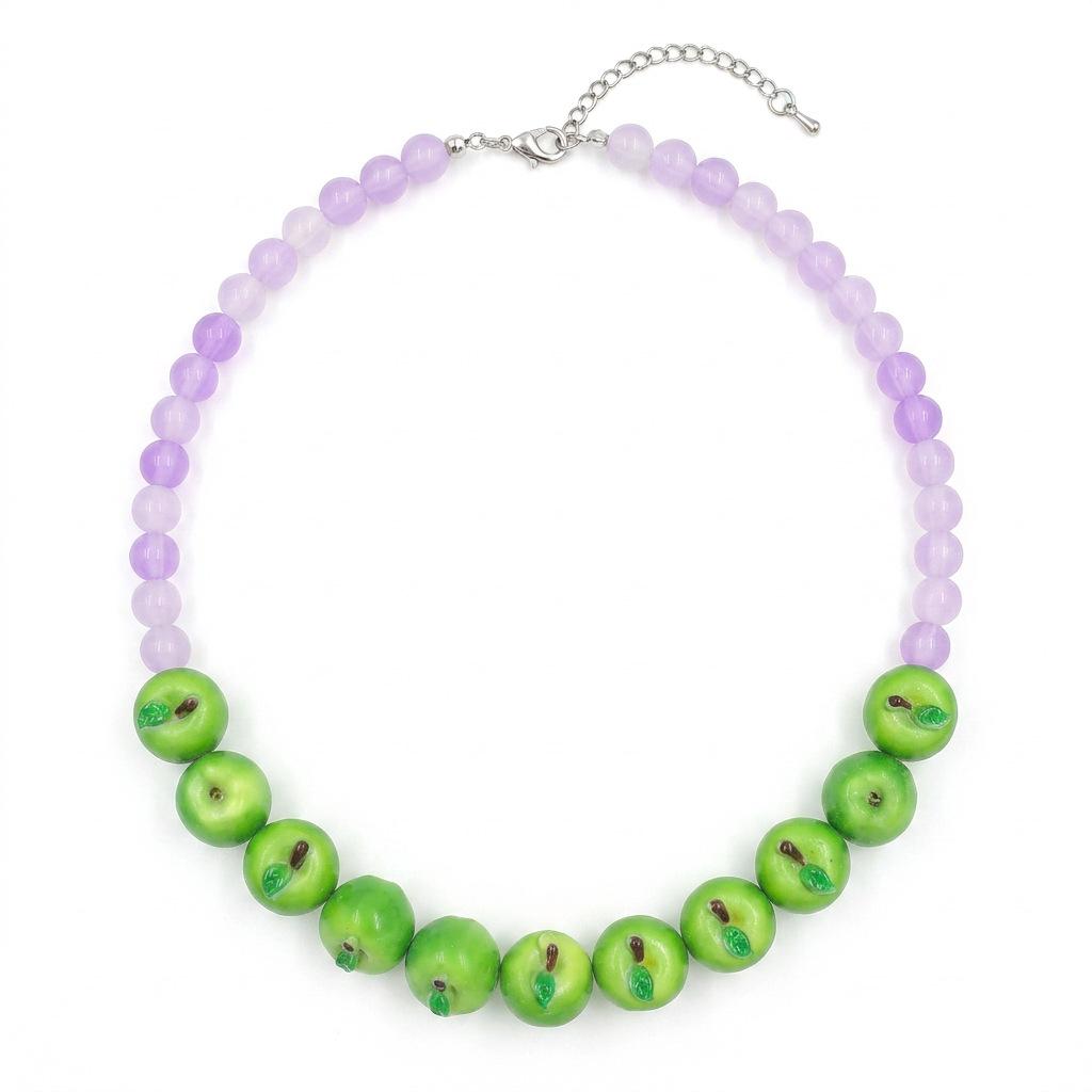 Sommer Übertrieben Retro Spaß Bunt Frucht Apfel Zitrone Blaubeere Harz Perlen Choker Halskette für Frauen Statement Schmuck Geschenk