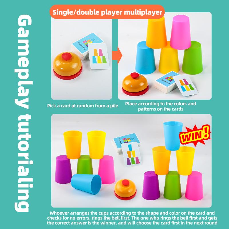 Stacking Cups Teaching Aid, Colorful Educational Toy, Mind Training Game, Parent-Child Interaction