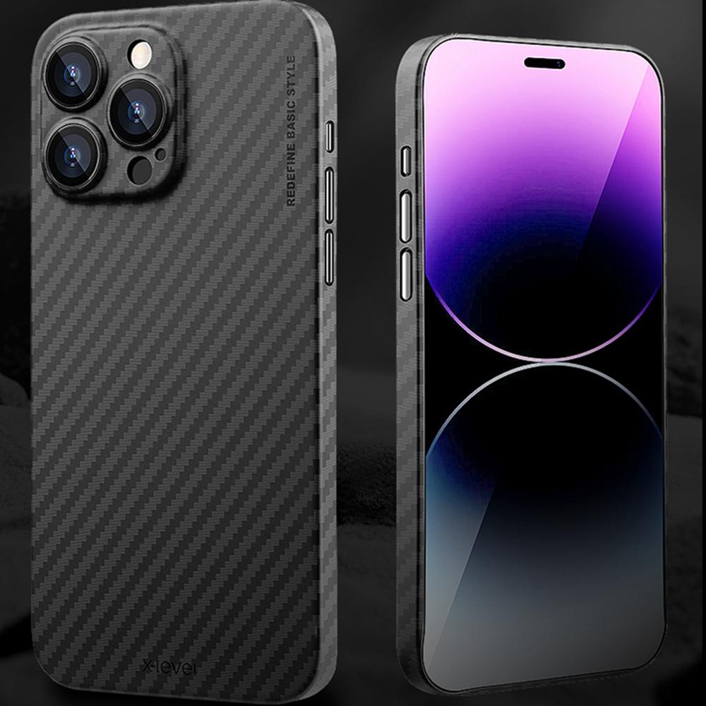 X-LEVEL Für iPhone 16 Pro Max Hülle Schlanke Harte PC Handyhülle Kohlefaser Textur