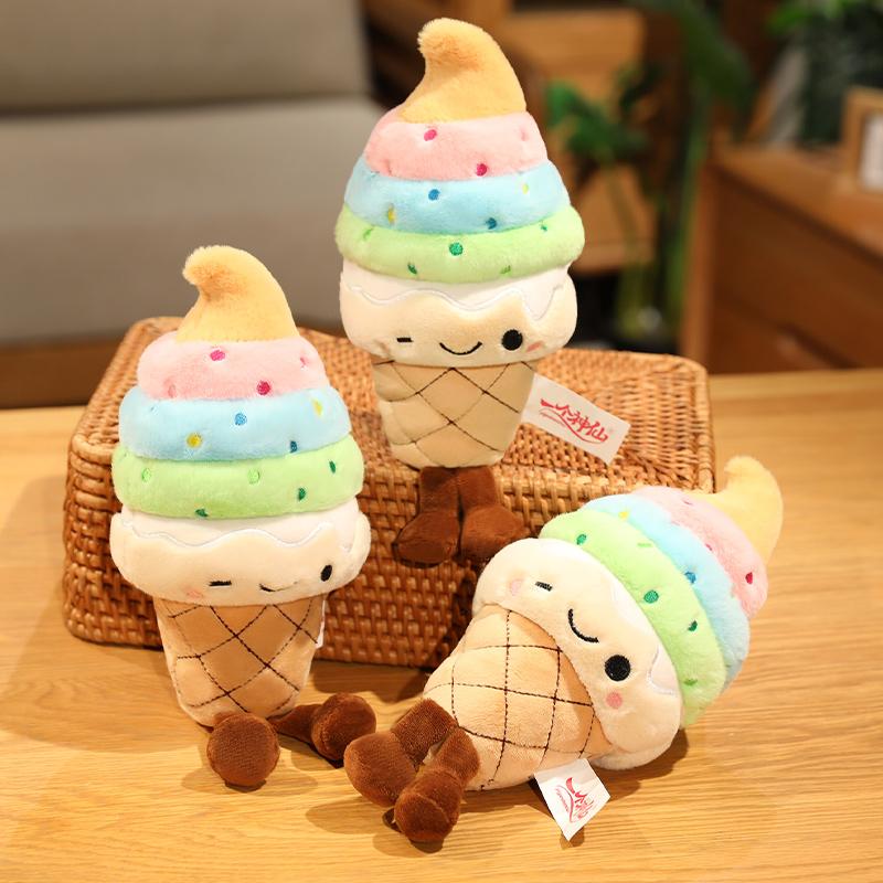 Entzückendes Eis Plüschtier Gefülltes Süßes Eiswaffel Dessert Essen Weiche Puppe Kissen Raumdeko Süße Weihnachtsgeschenke für Kinder