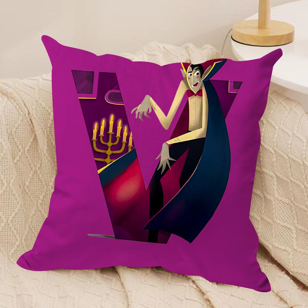 Interesting Letters Cushion Cover Soft Plush Fabric DoubleSided Printed Sofa Cushion Cover for All Seasons Home Decor Gift