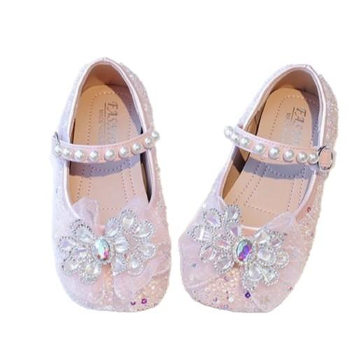 Girls Princess Shoes 2025 New Children's Crystal Shoes Spring and Autumn Leather Shoes Little Girl Shoes Baby Single Shoes with Dress