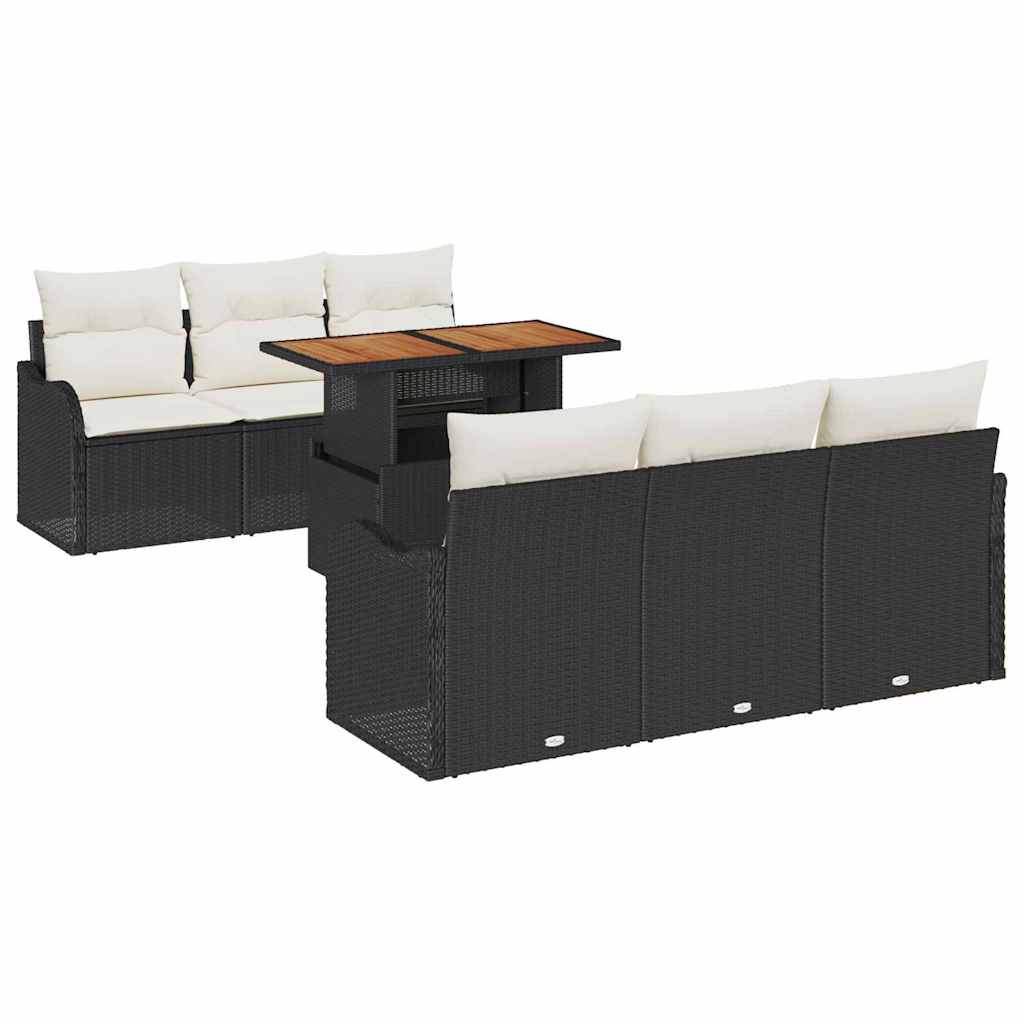 Garden Sofa Set with Storage 7 pcs Black Poly Rattan