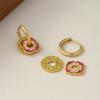 Vintage Enamel Earrings Women Geometric Circle Studs Detachable Ethnic Style Lightweight Luxury Jewelry