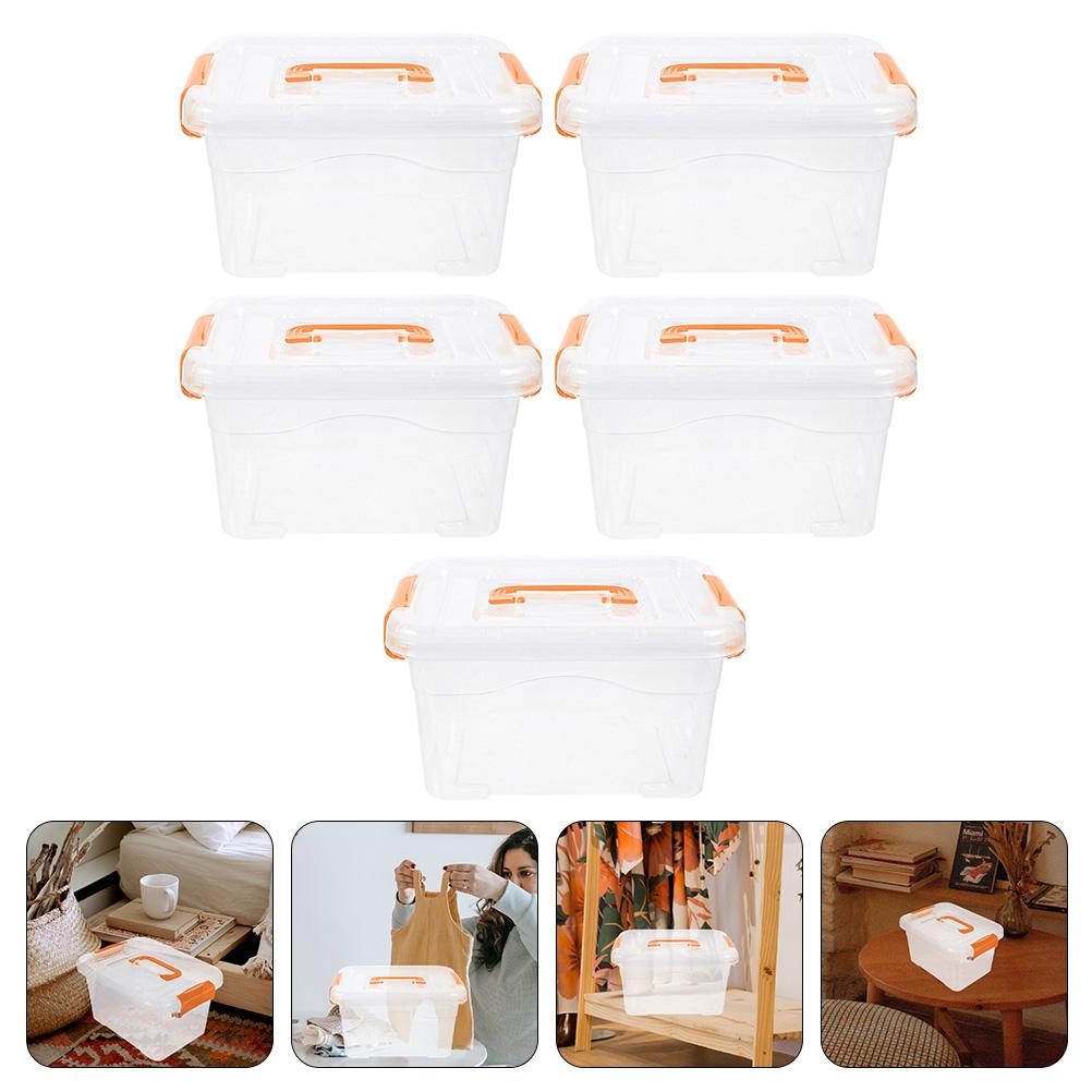 5 Pcs Toy Portable Storage Box Clear Makeup Organizer Cosmetics Multipurpose Blue Abs