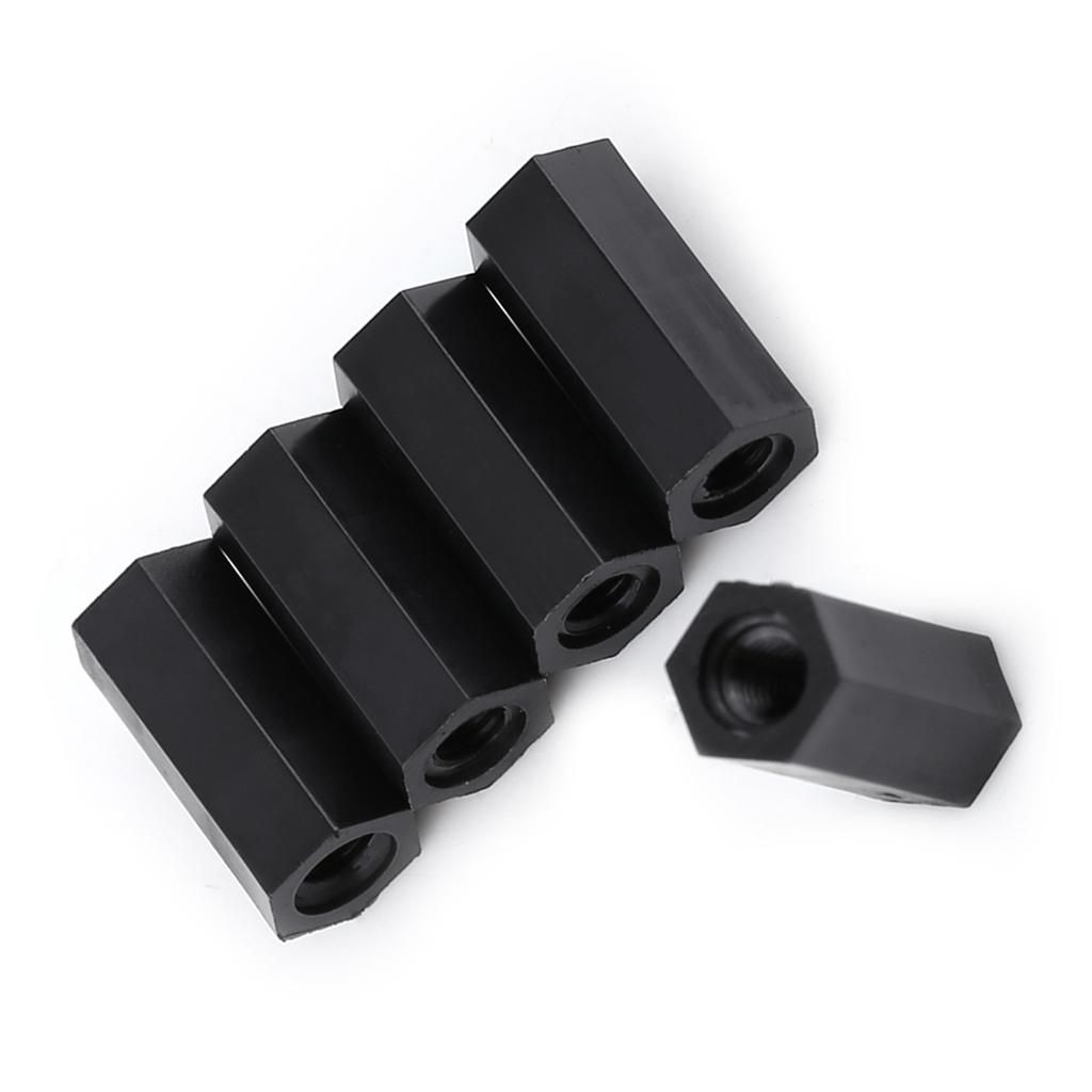 100Pcs Black PA66 M3 Female X M3 Female Hex Threaded Spacer Standoff