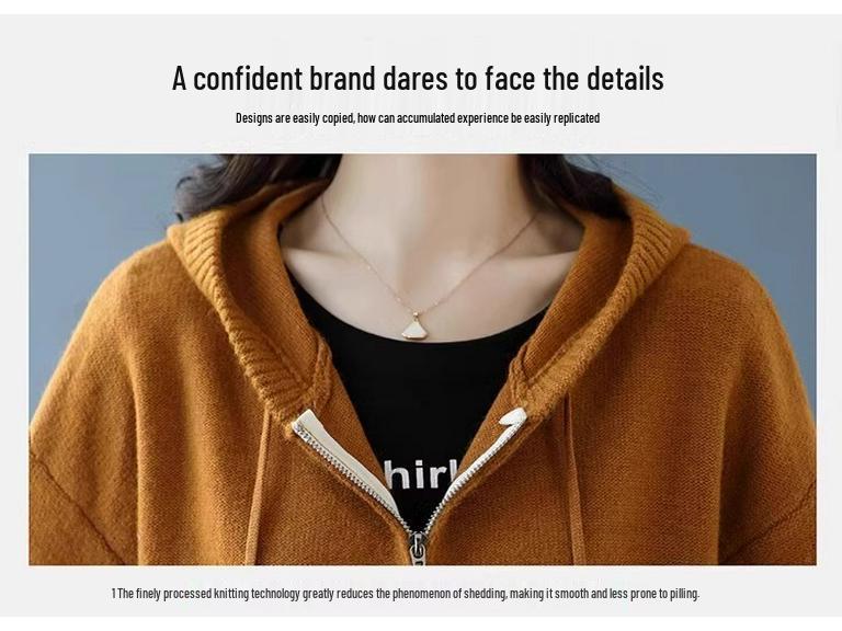 Women's Hooded Knit Cardigan Zipper Sweater Coat - Spring & Autumn Outerwear Trend