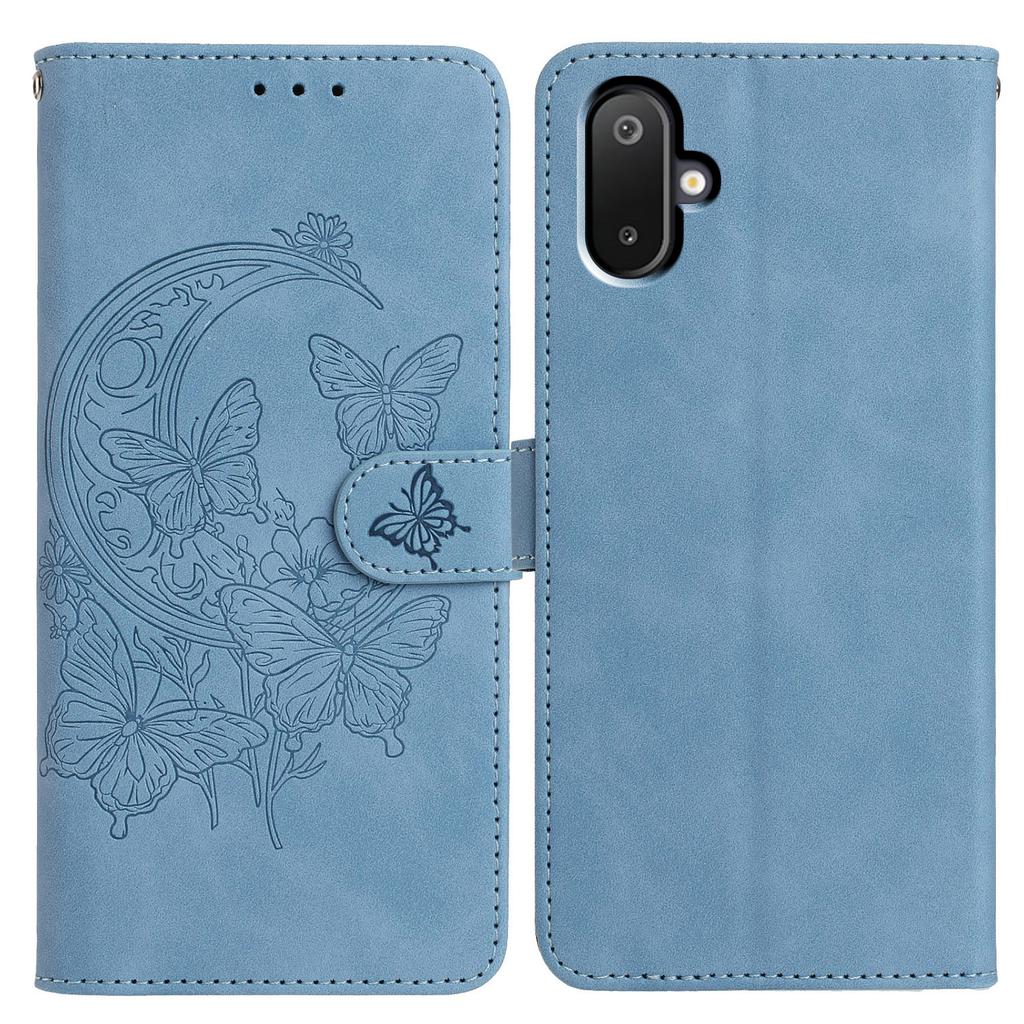 Für Samsung Galaxy M06 5G/F06 5G Hülle Schmetterling Blume Geprägt PU Leder Brieftasche Ständer Handyhülle