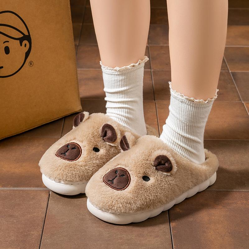 Kreskówkowe bawełniane kapcie jesienno-zimowe do wypoczynku w domu, do wewnątrz, z pogrubioną podeszwą, ciepłe, pluszowe, bawełniane