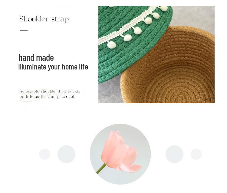 Handwoven Cotton Rope Storage Basket with Lid - Ideal for Living Room & Bedroom