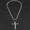 Cross Necklace for Men Fashion Simple Smooth Necklace Pendant Melon Seed Chain Stainless Steel Jewelry