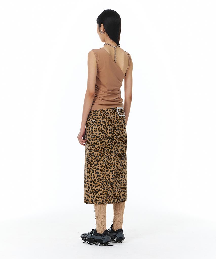 Yunse Zipper Skirt (Brown Leopard)