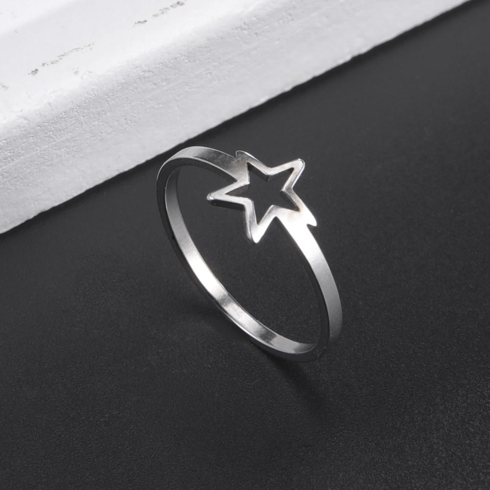 Simple Five Pointed Star Women's Ring Stainless Steel Simple Elegant Ring Accessories Couple Jewelry Gifts