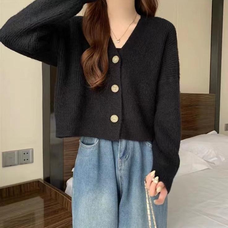Korean Style Fluffy Knit Cardigan - Soft Button Sweater for Autumn/Winter