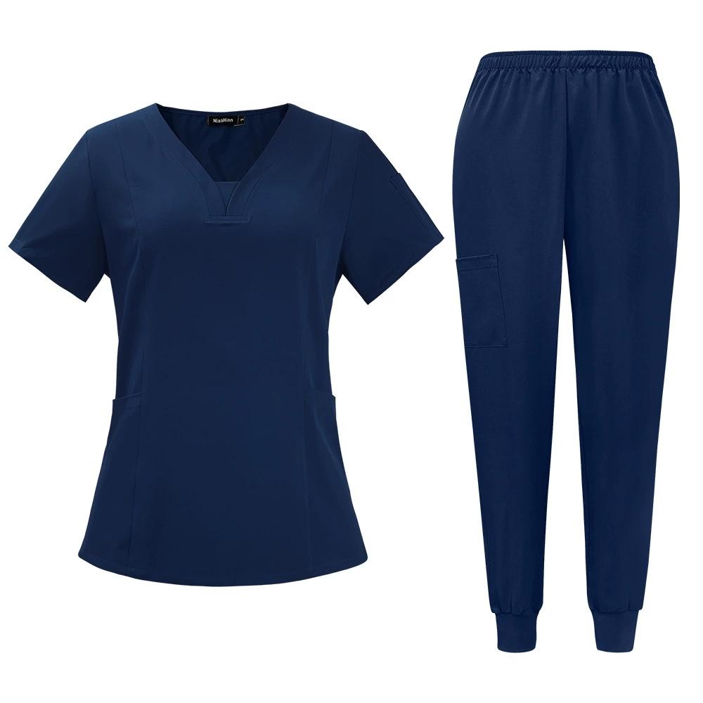Breathable Hospital Uniforms Nurse Beauty Dental Salon Work Clothes Suits Custom LOGO Uniform Medical Scrubs Sets for Men Women