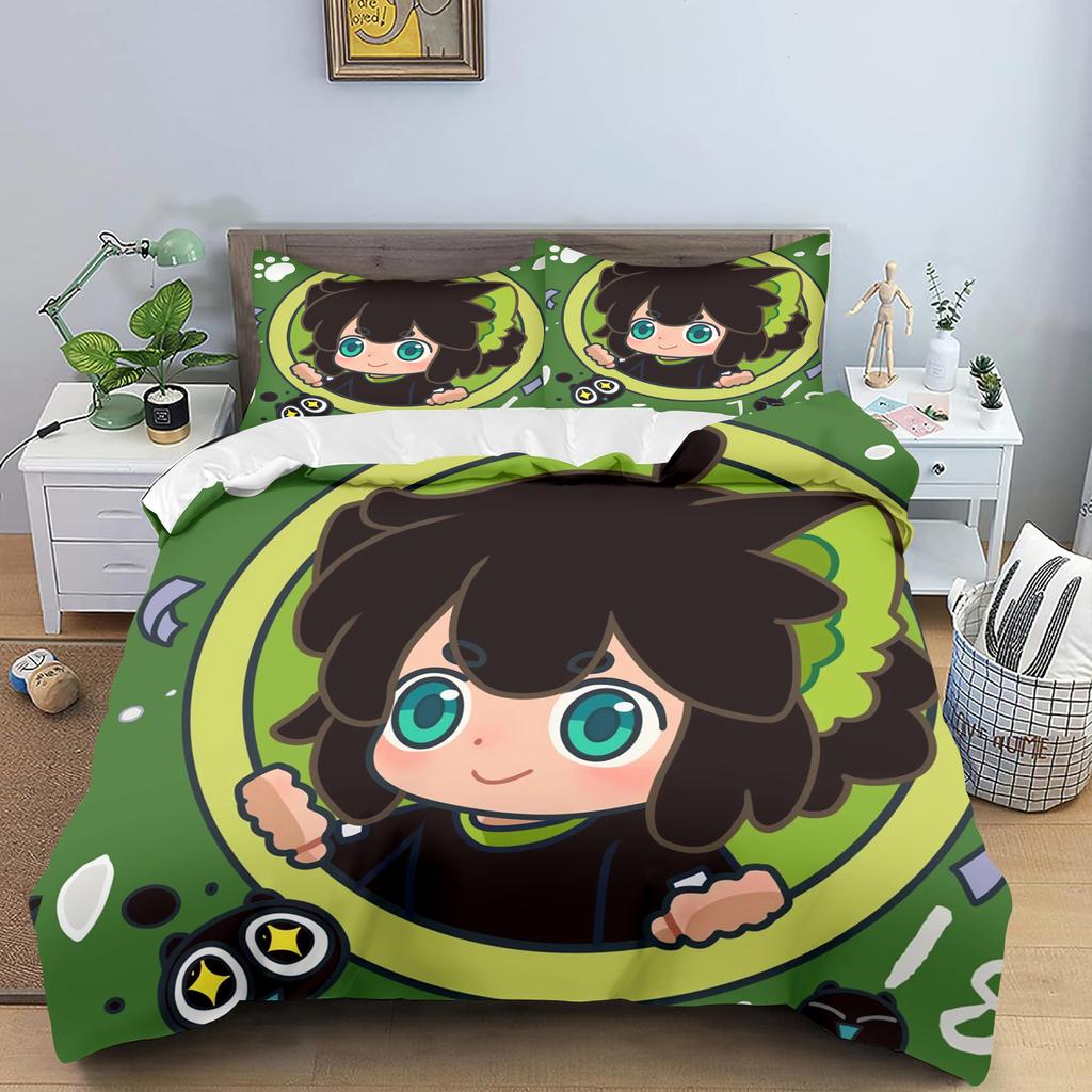 Luo Xiaohei Printed Polyester Children 3D Children'S King Size  Bedding Duvet Cover Set Cute Printed Cartoon Quilt Cover Home