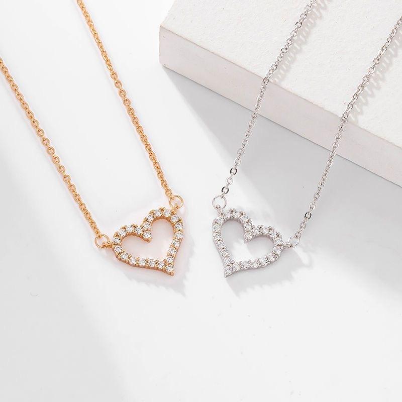 Fashion Heart Pendant Necklace IGI Certified Moissanite Link Chain Choker 925 Sterling Silver 18K Gold Plated Women's Wedding