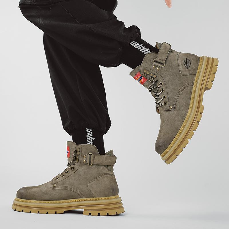 Autumn Fashion Brown Men's Ankle Boots 2025 Comfortable Platform Leather Boots Men Non slip Work Boots for Men Botas Para Hombre