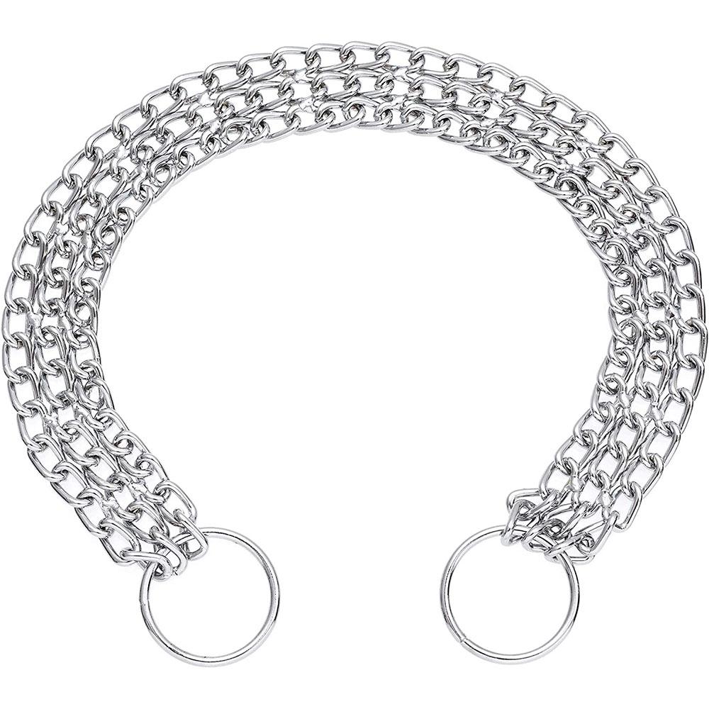 Anti-rust Chrome Plated Steel Dog Training Collar Three Rows Slip Dog Chain Adjustable Medium and Large Dogs Collar Pet Products